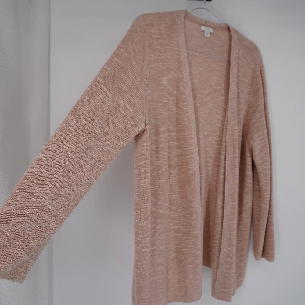 J. Jill Women Pink Space Dye Open Front Cardigan Cotton Linen Blend XL Petite